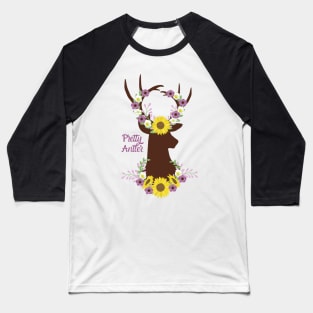 Pretty Antler - Deer Sunflower Baseball T-Shirt